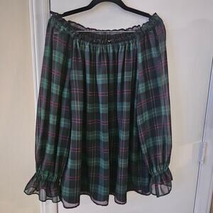 Talbots Tartan Popover Whimsy Blouse Size 1X Holiday Classic Traditional
